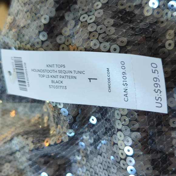 Chicos Houndstooth Sequin Tunic M - Picture 16 of 16